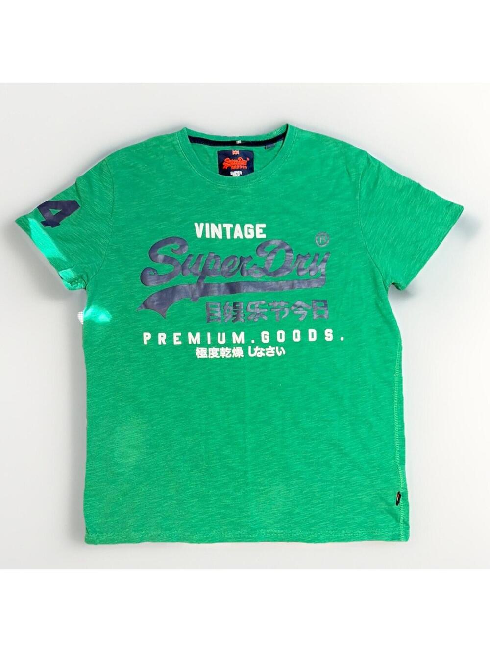Superdry Mens XL T-Shirt Green Short Sleeve Tokyo City Union Demolition Inc JPN